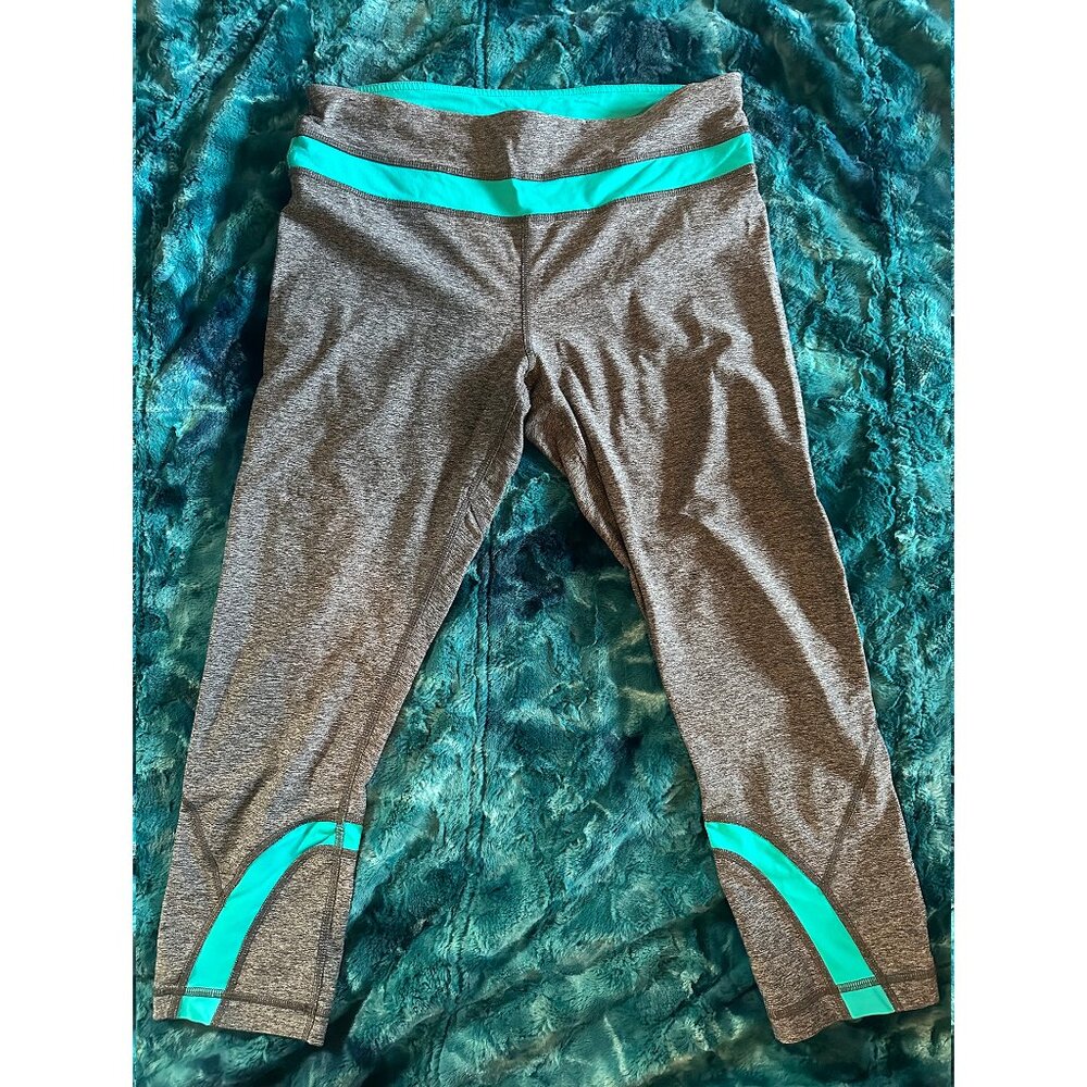 Lululemon Heather Grey/Aqua Pants - Size 8 - Pre-Worn